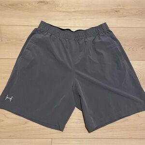 Under Armour Storm Vortex athletic training shorts, large light charcoal gray
